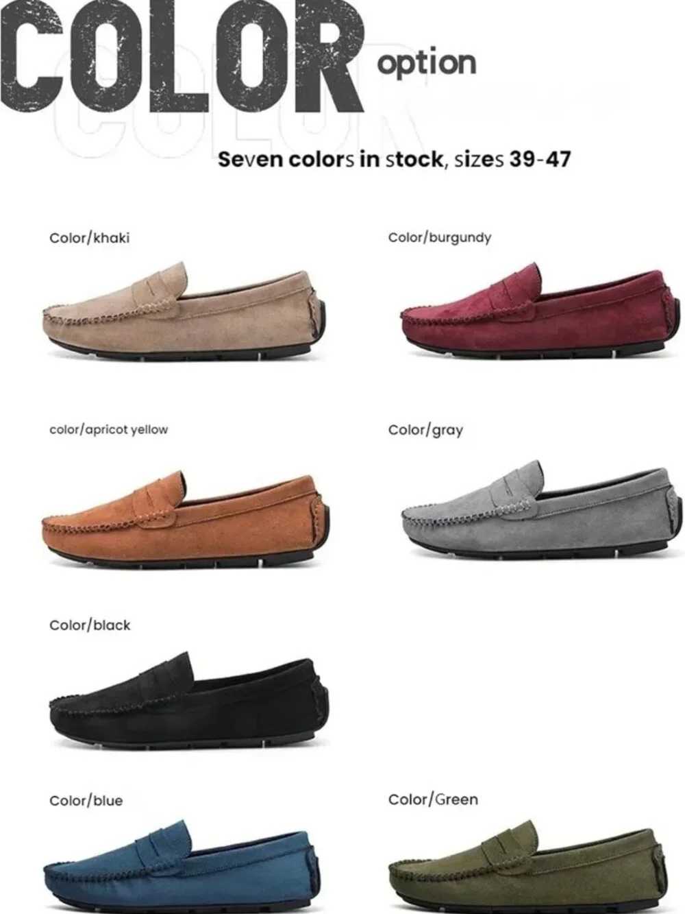 Stylish Men's Suede Slip-On Loafers, Casual Moccasins, Hand-Stitched Boat Shoes